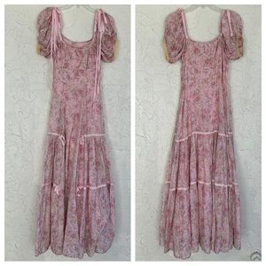 LOVESHACKFANCY Maxi Long Jessie Dress Size 2 Floral Tiered Boho Prairie Cottage